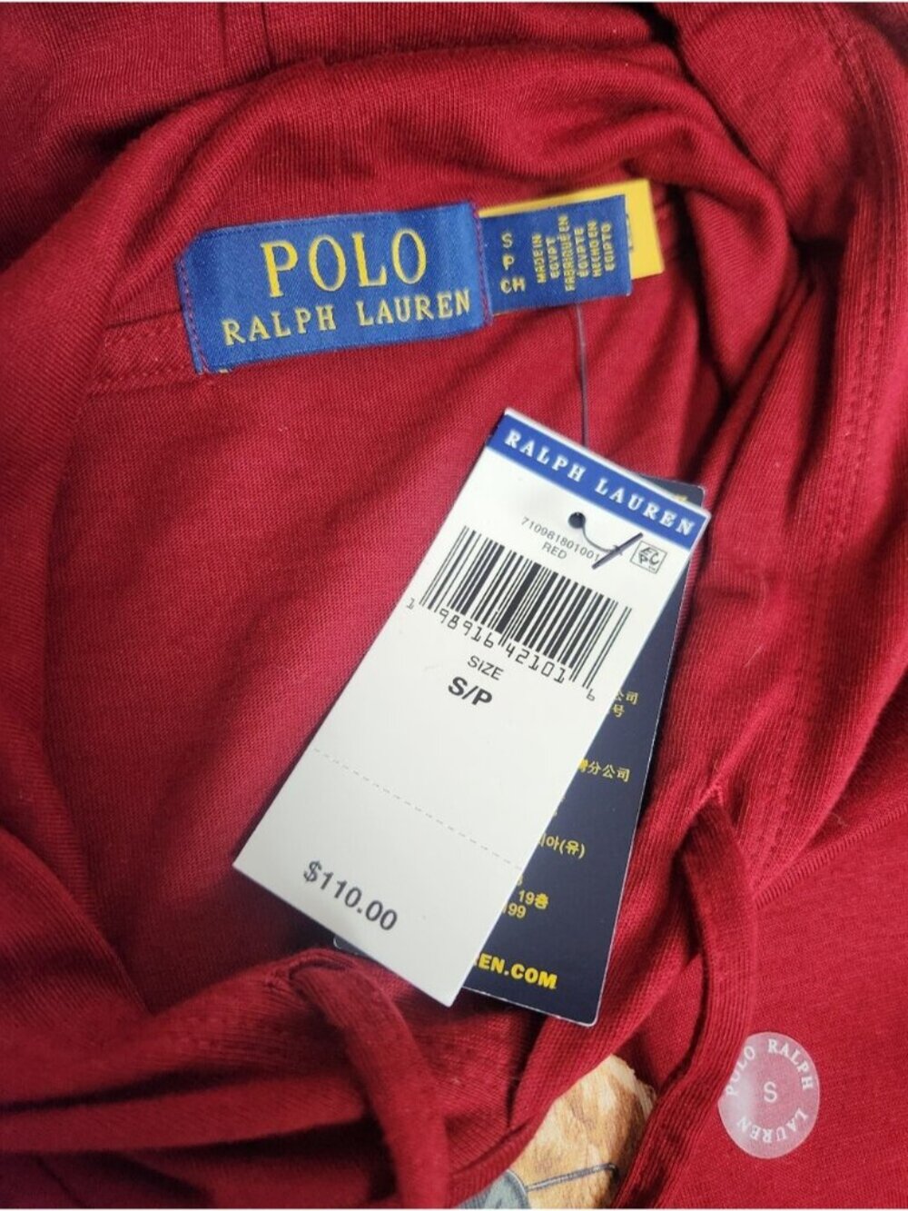 New Polo Ralph Lauren Bear Long Sleeve Hooded Shirt Men's Size Small Preppy Prep - Picture 12 of 14